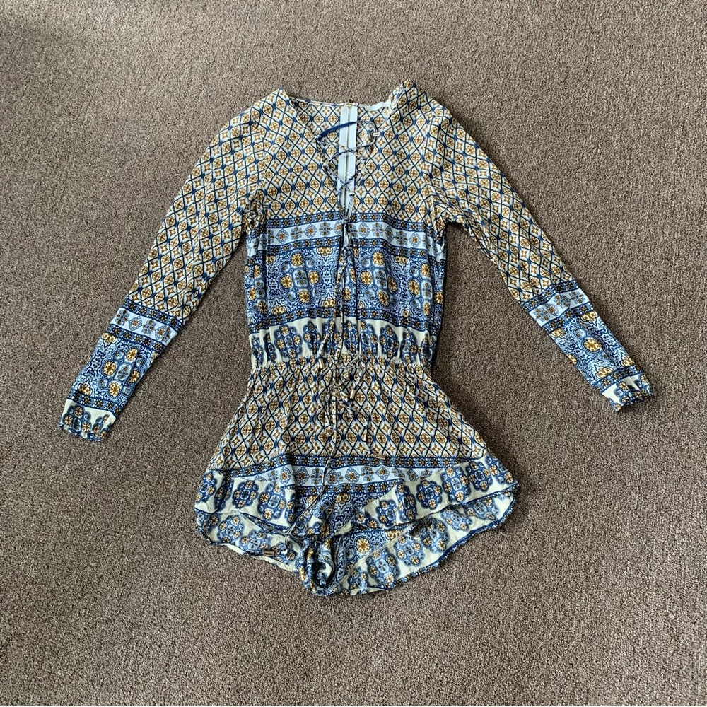 Le Salty Label Xs Romper Seaside Print Size‎ Xtra Small Blue Beach Cover Up